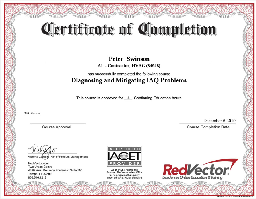 IAQ Certificate